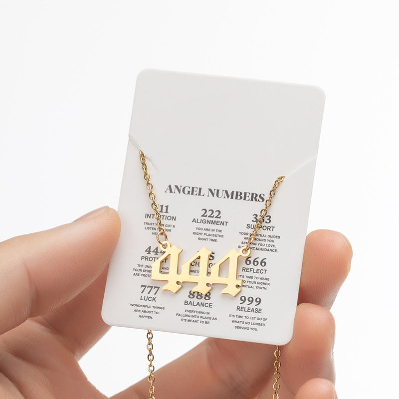 Wholesale Stainless Steel Angel Lucky Number Pendant Necklace